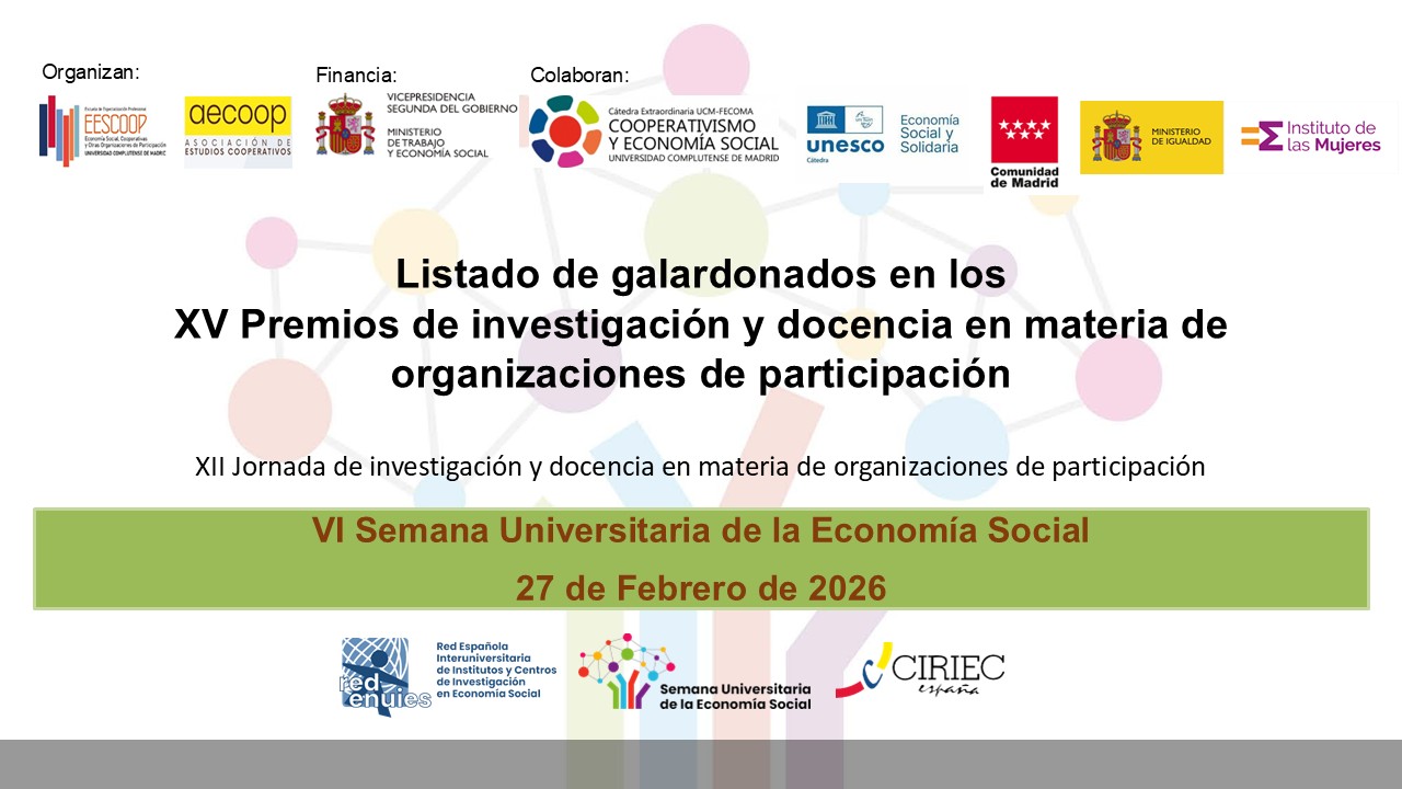 27/02: Fallo de los XV Premios a la Investigación y Docencia en Materia de Organizaciones de Participación